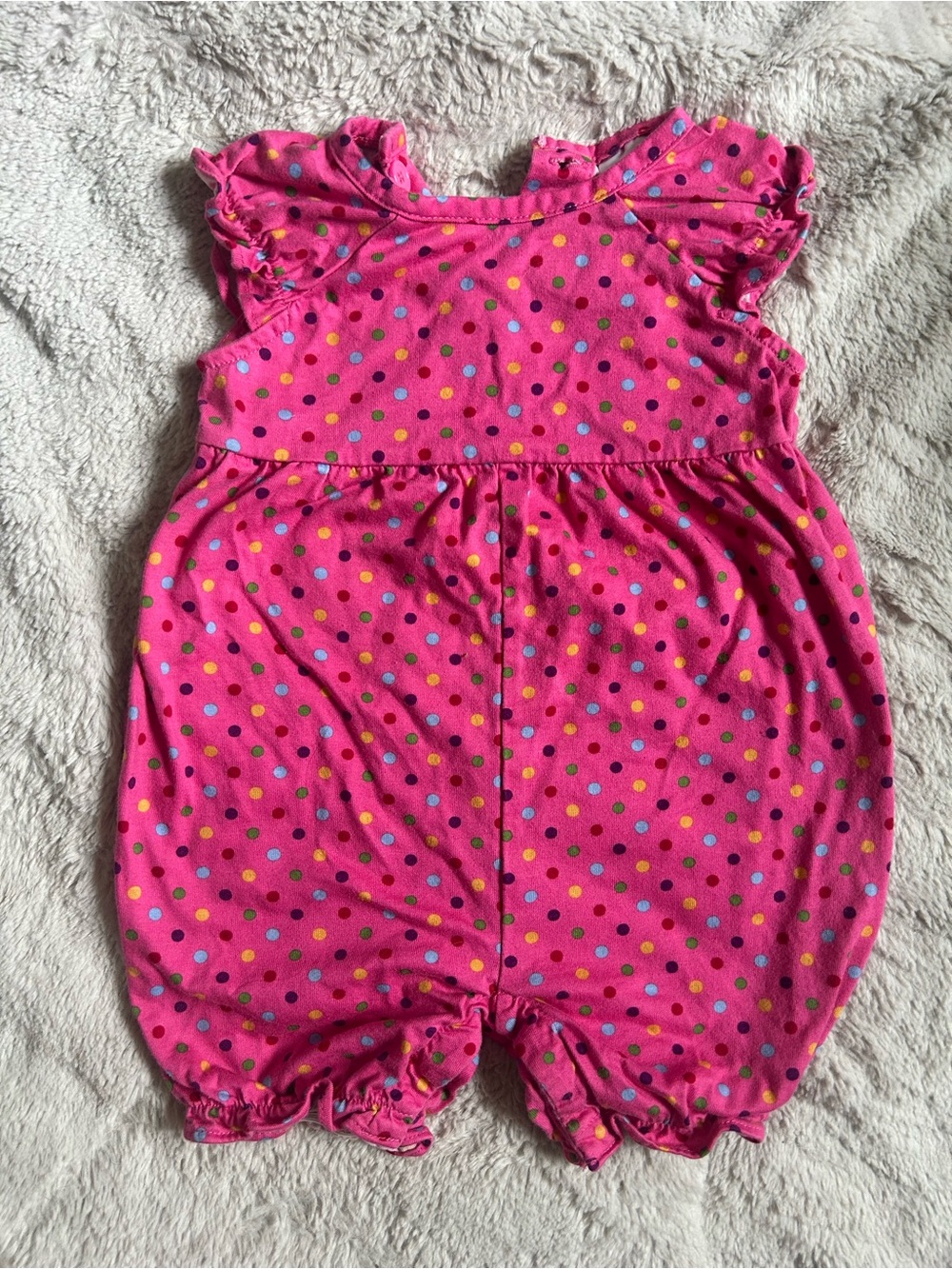 Hanna Andersson Bright Pink Polka Dot Baby Romper
